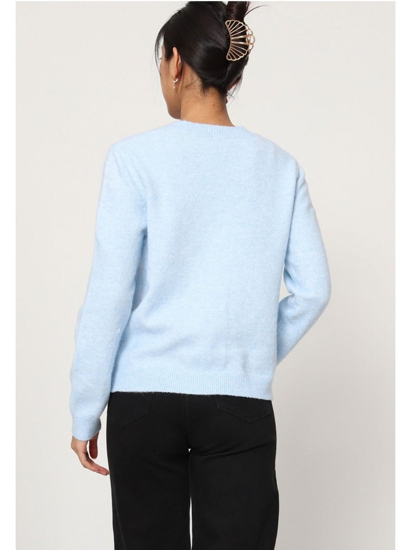 Jersey de punto con cuello de pico Kebello Azul cielo - Kiabi