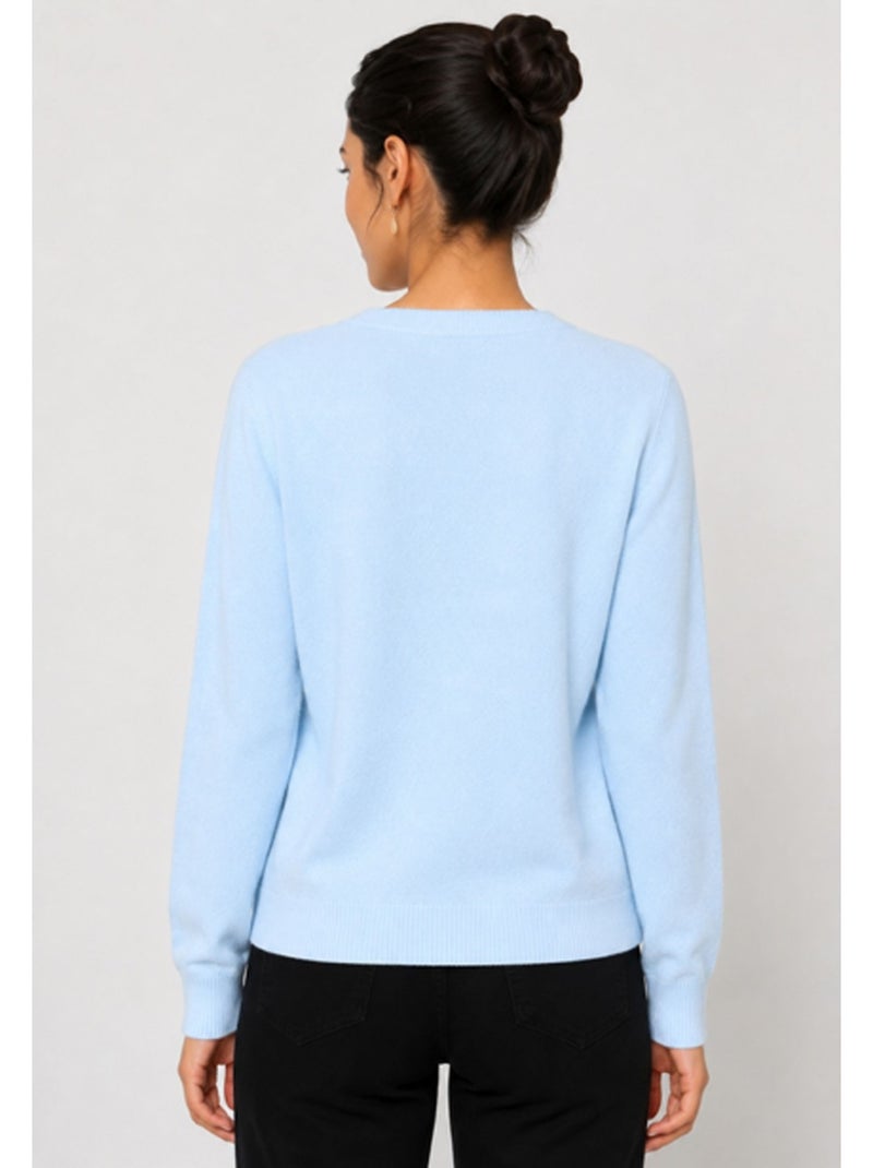 Jersey de punto con cuello de pico Kebello Azul cielo - Kiabi