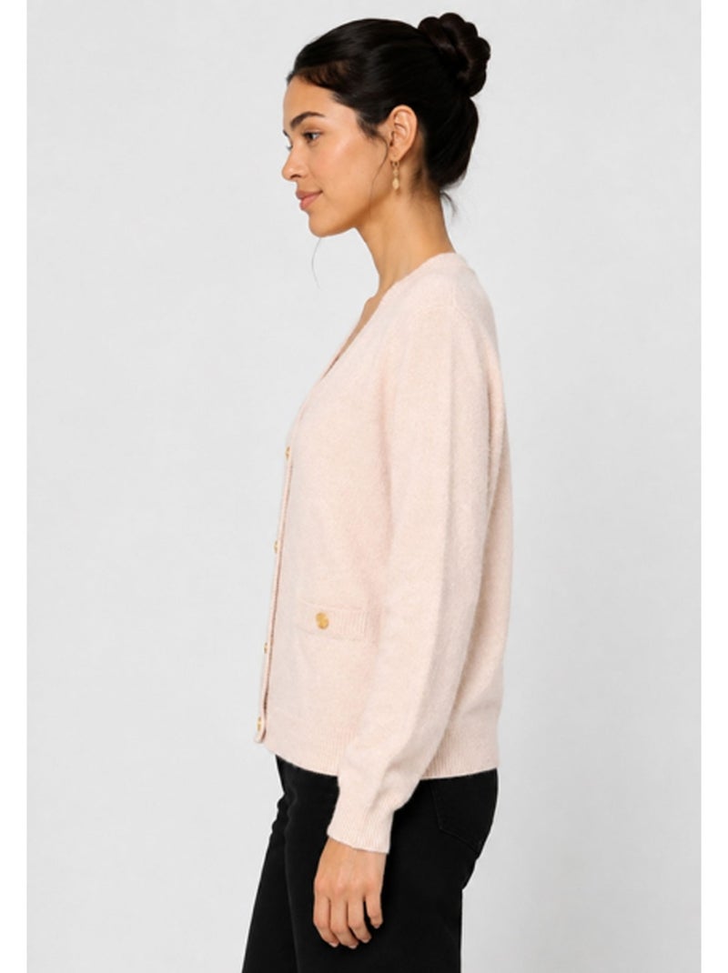 Jersey de punto con cuello de pico Kebello Beige - Kiabi