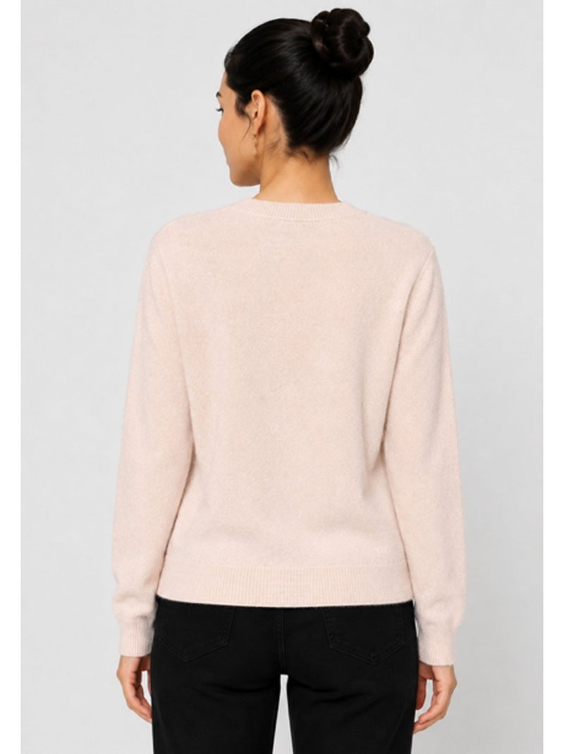 Jersey de punto con cuello de pico Kebello Beige - Kiabi