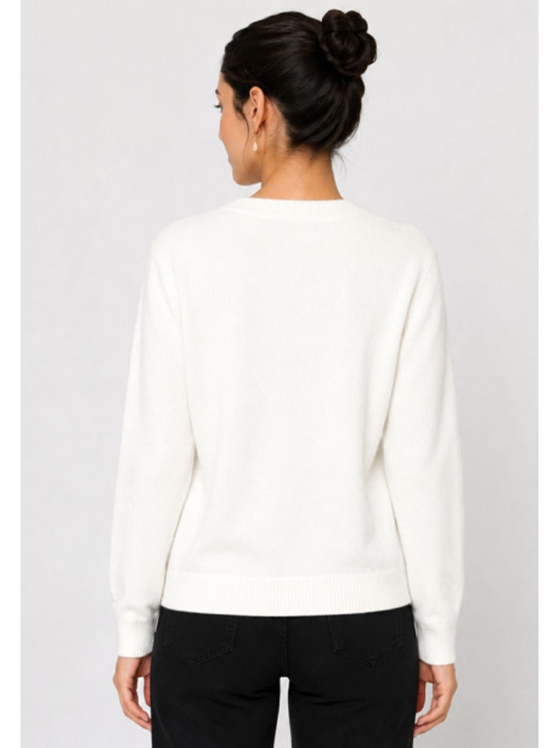 Jersey de punto con cuello de pico Kebello Blanco - Kiabi
