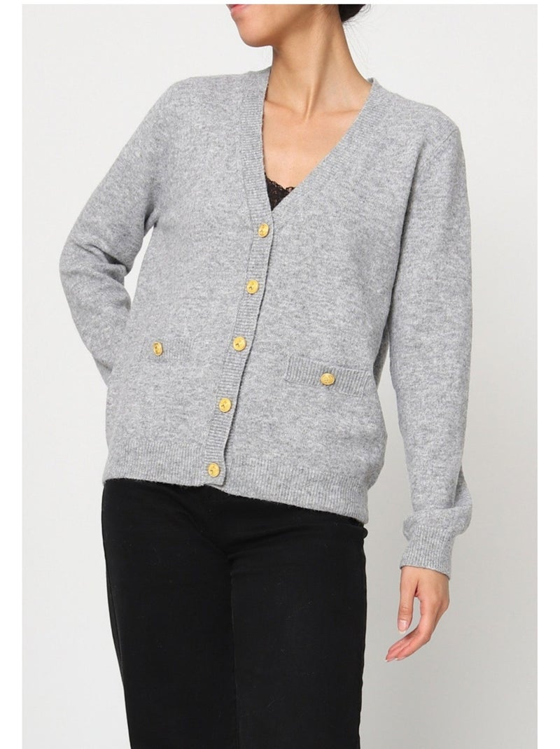 Jersey de punto con cuello de pico Kebello Gris - Kiabi