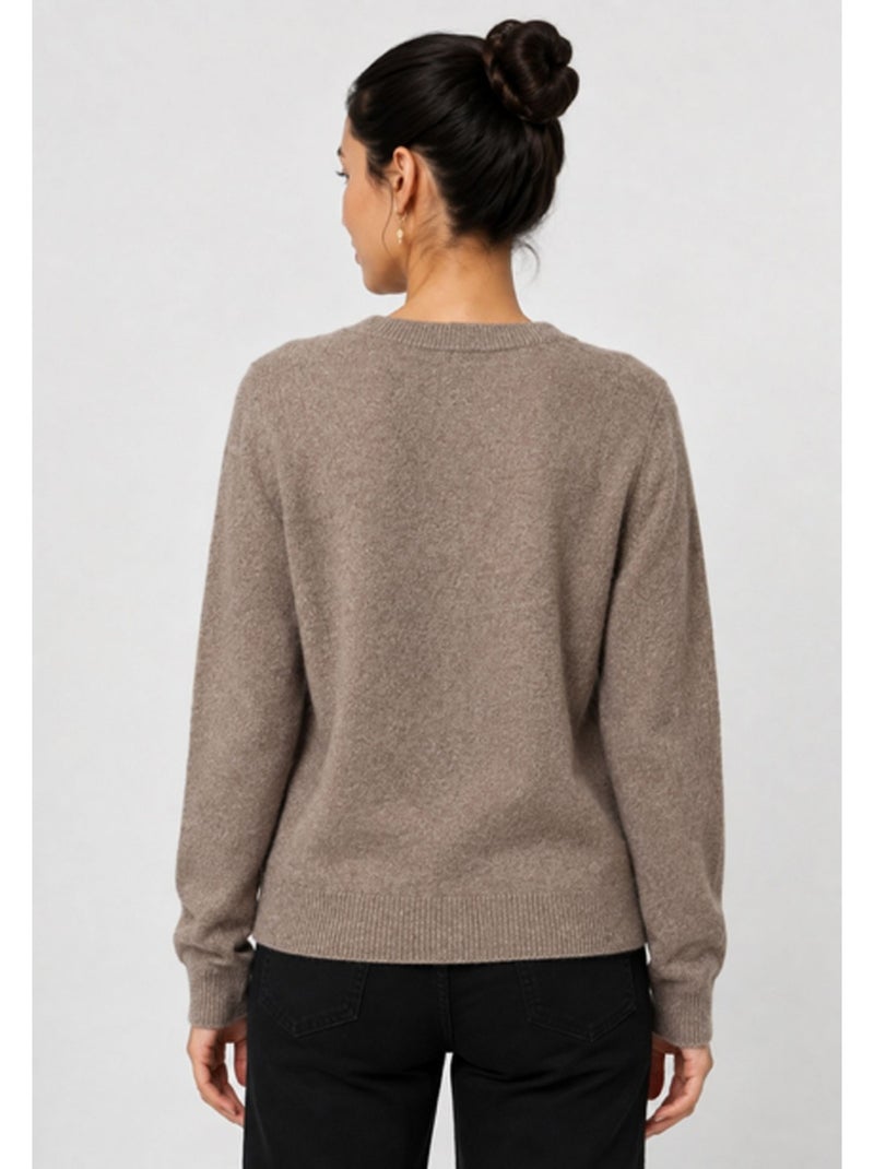 Jersey de punto con cuello de pico Kebello Marrón - Kiabi