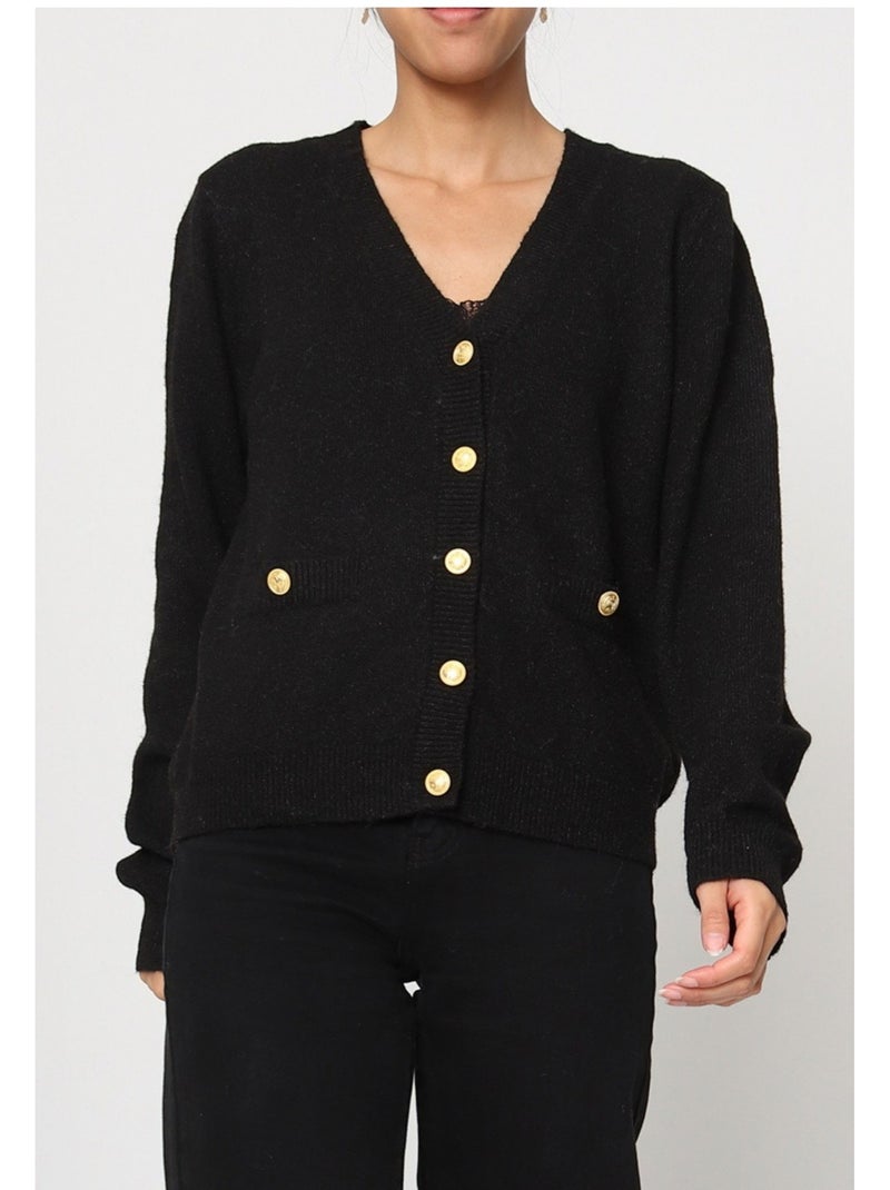 Jersey de punto con cuello de pico Kebello Negro Negro - Kiabi