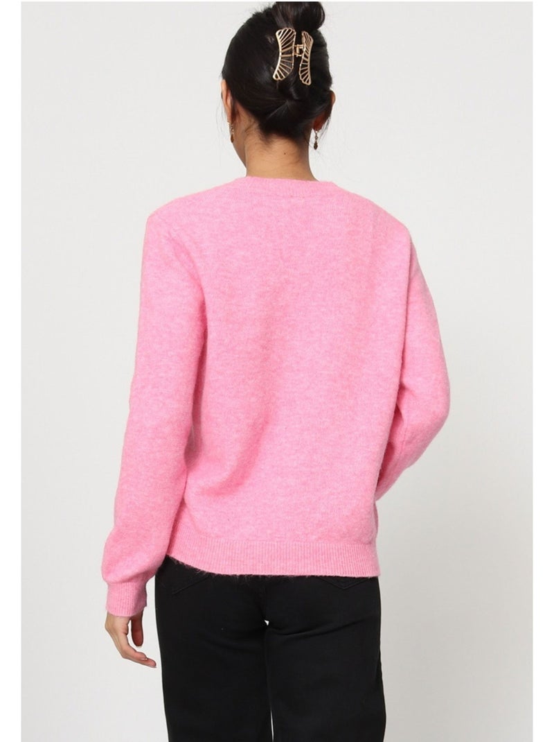 Jersey de punto con cuello de pico Kebello Rosa - Kiabi