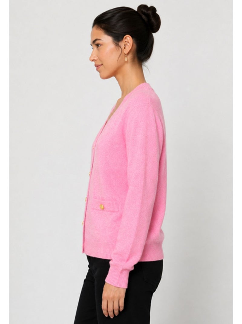 Jersey de punto con cuello de pico Kebello Rosa - Kiabi