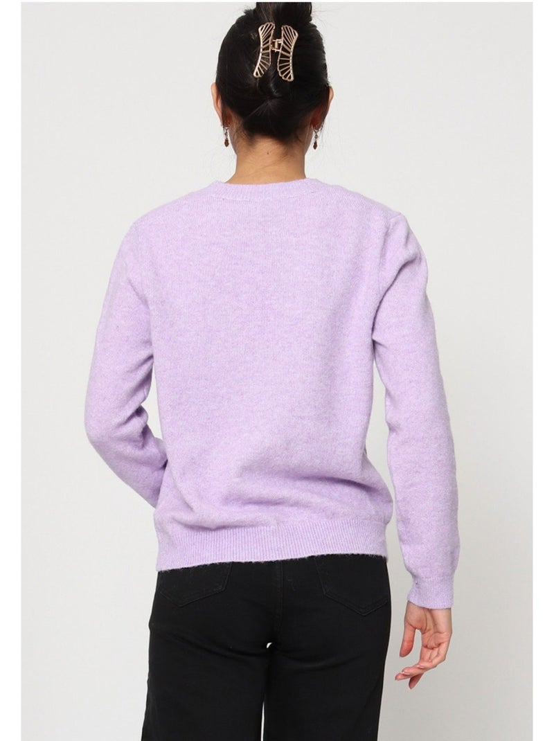 Jersey de punto con cuello de pico Kebello Violeta - Kiabi