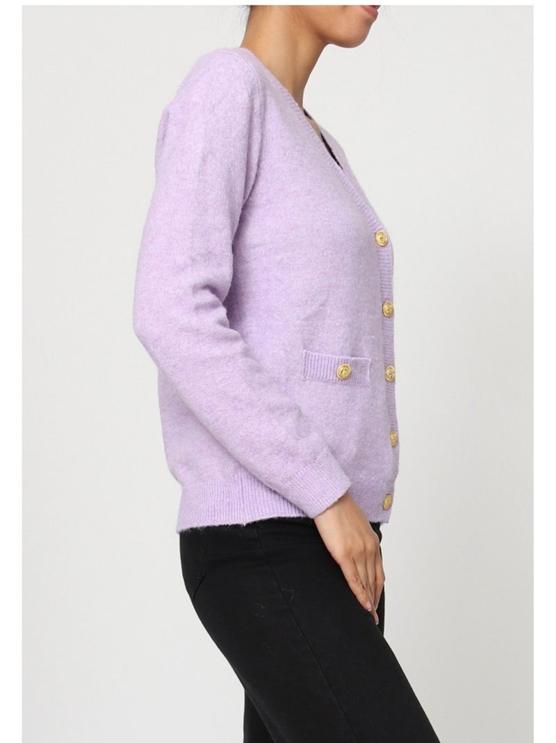 Jersey de punto con cuello de pico Kebello Violeta - Kiabi