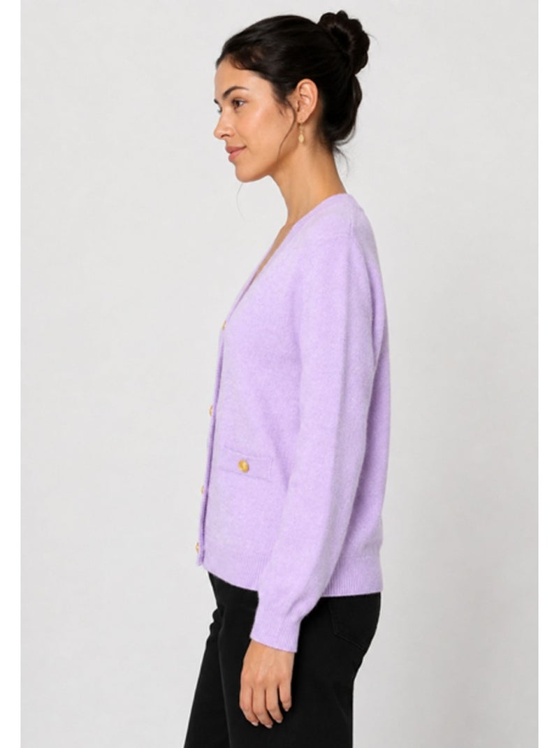 Jersey de punto con cuello de pico Kebello Violeta - Kiabi