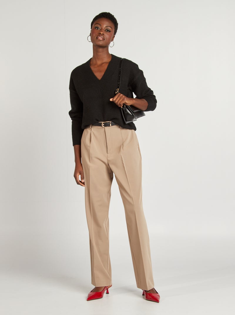 Jersey de punto con cuello de pico NEGRO - Kiabi