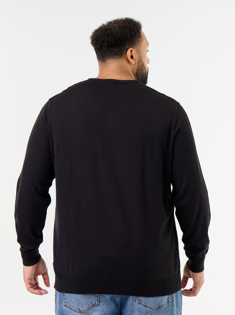 Jersey de punto con cuello de pico Negro - Kiabi