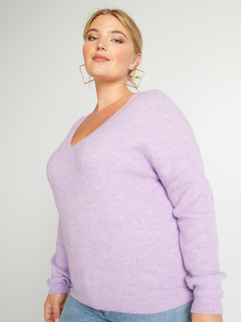 Jersey de punto con cuello de pico Púrpura - Kiabi