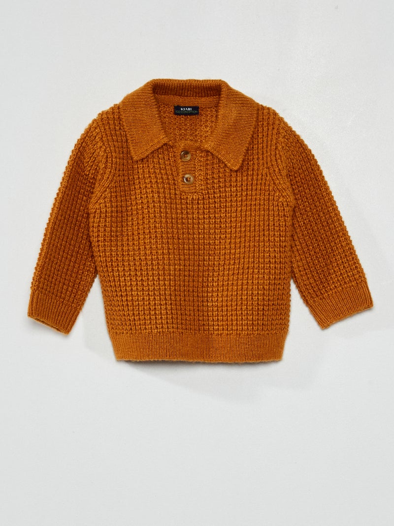 Jersey de punto con cuello de polo AMARILLO - Kiabi