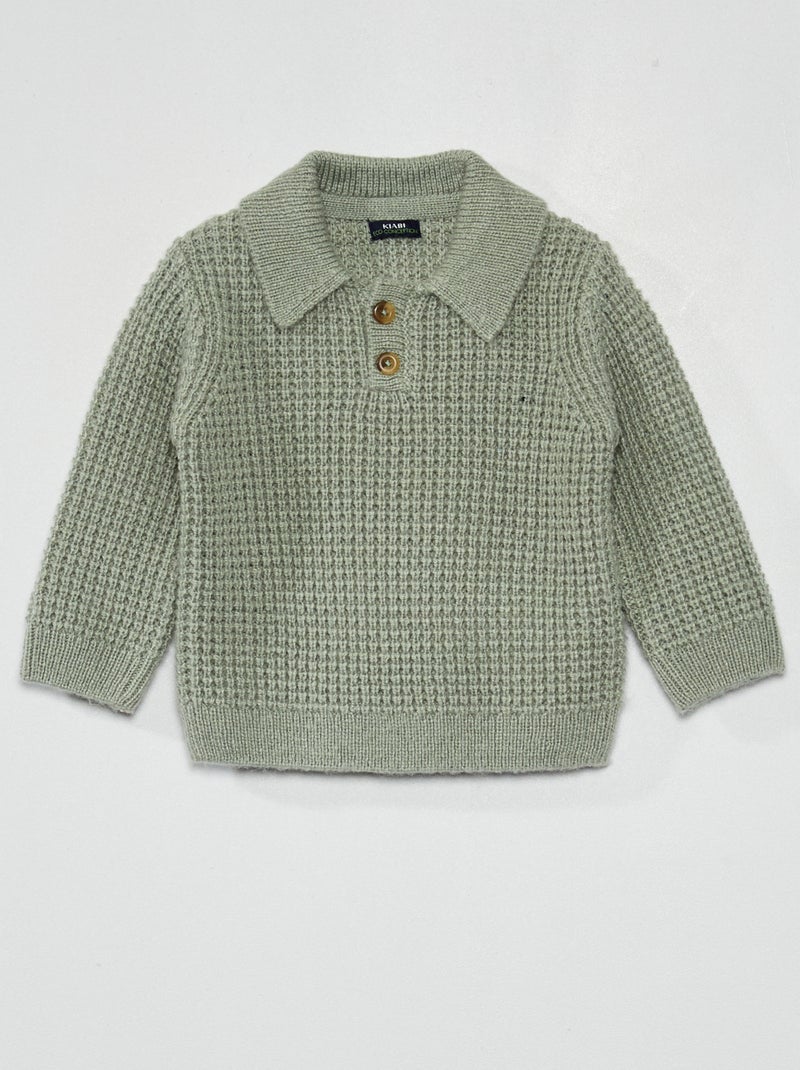Jersey de punto con cuello de polo azul - Kiabi