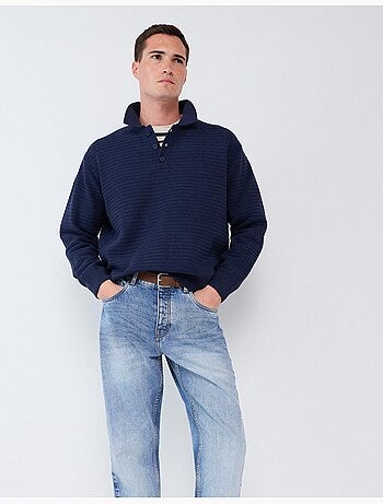 Jersey de punto con cuello de polo, mo fashion