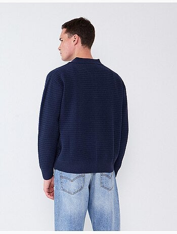 Jersey de punto con cuello de polo, mo fashion
