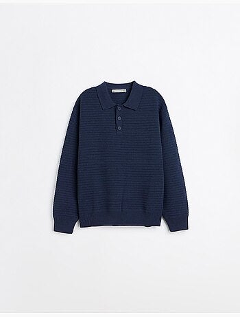 Jersey de punto con cuello de polo, mo fashion