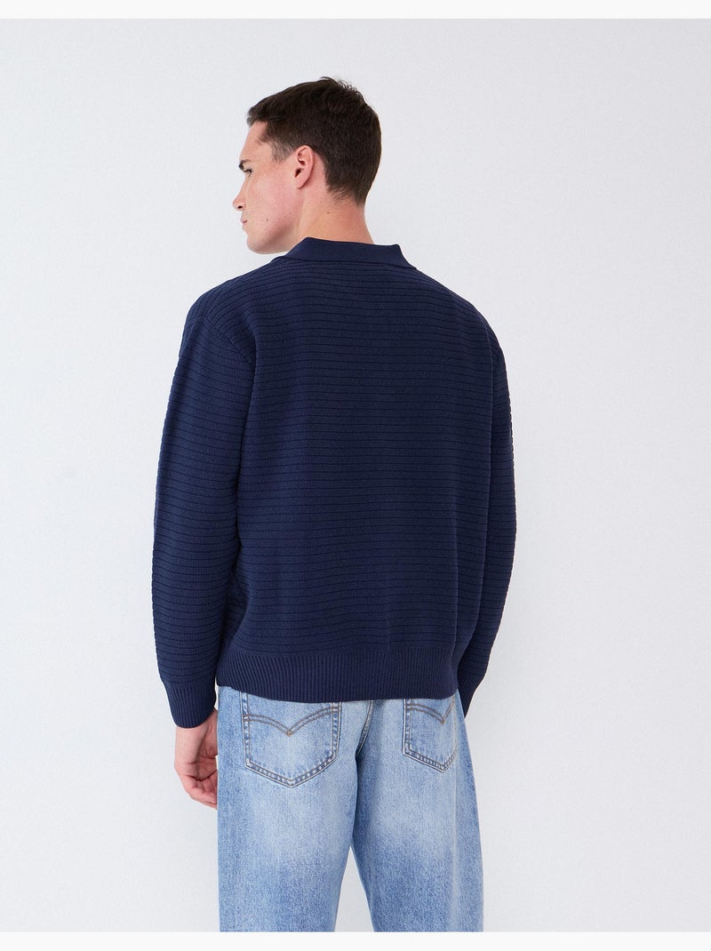 Jersey de punto con cuello de polo, mo fashion Azul - Kiabi