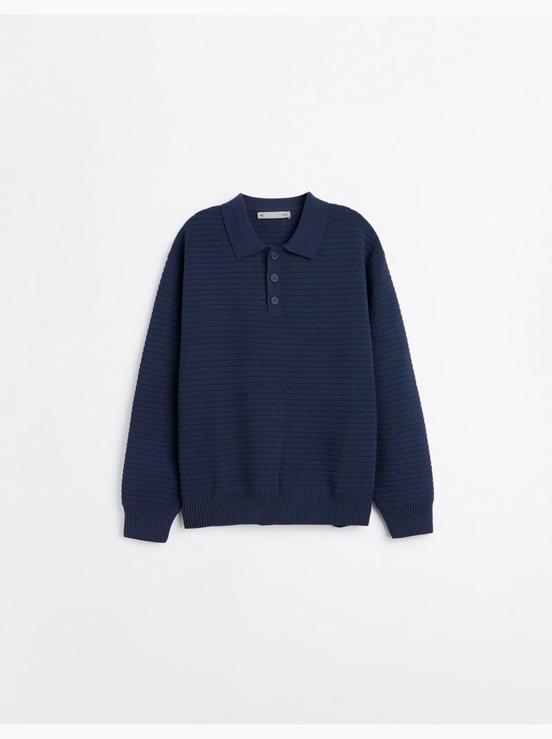 Jersey de punto con cuello de polo, mo fashion Azul - Kiabi