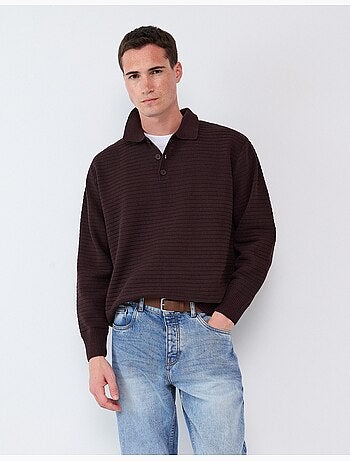 Jersey de punto con cuello de polo, mo fashion
