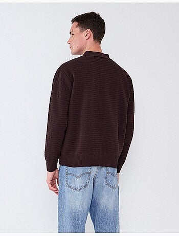 Jersey de punto con cuello de polo, mo fashion
