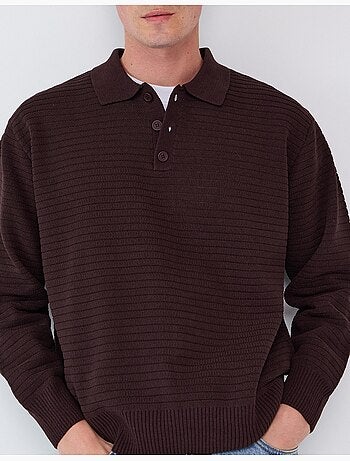 Jersey de punto con cuello de polo, mo fashion