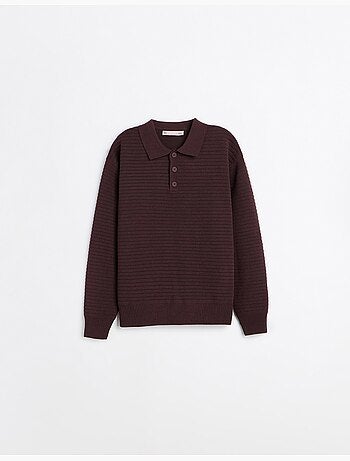 Jersey de punto con cuello de polo, mo fashion