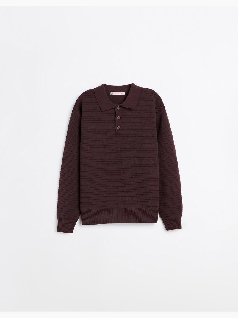 Jersey de punto con cuello de polo, mo fashion Marrón - Kiabi