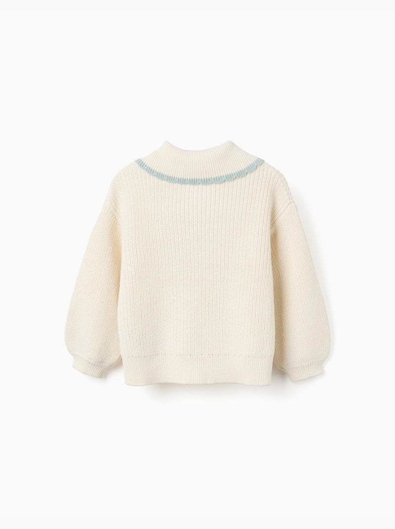 Jersey de punto con cuello en forma de lazo Blanco - Kiabi