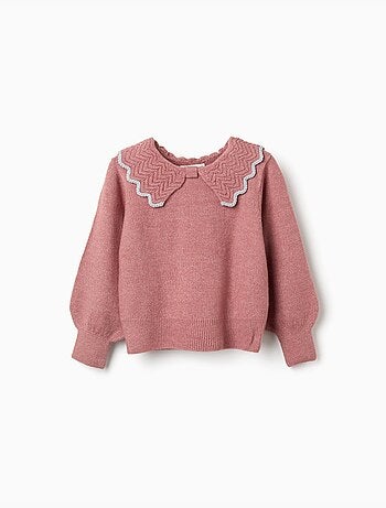 Jersey de punto con cuello en forma de lazo y lurex
