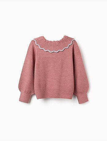 Jersey de punto con cuello en forma de lazo y lurex