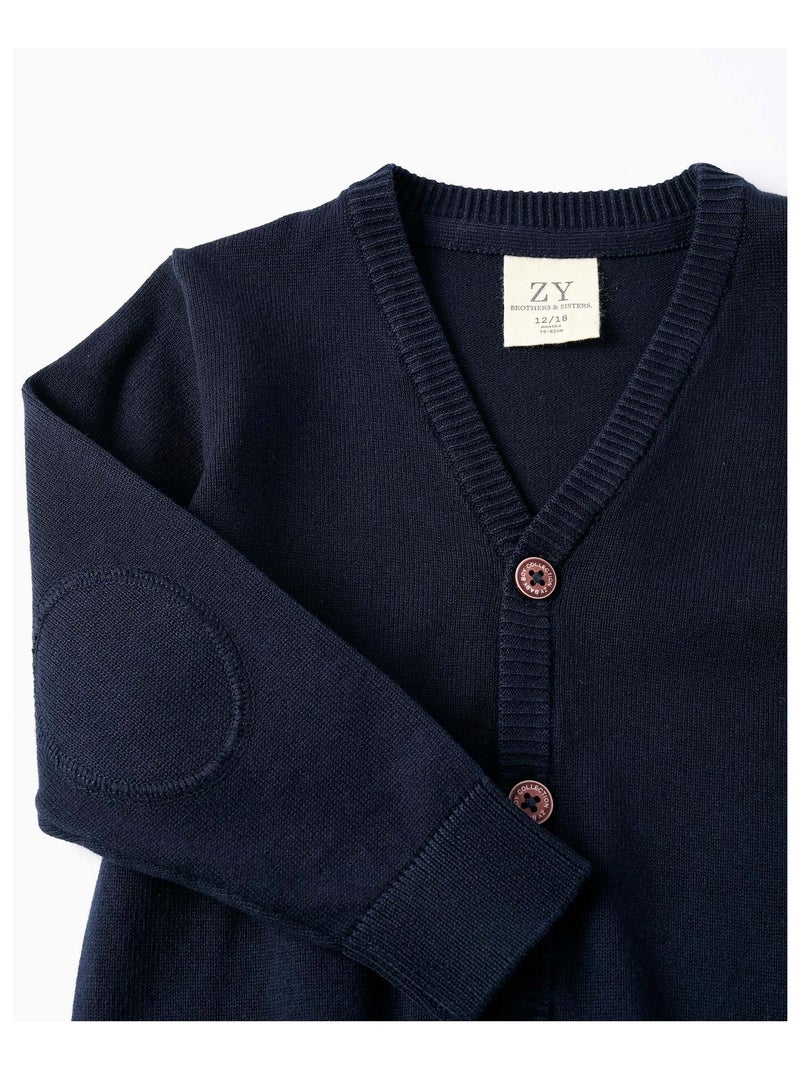 Jersey de punto con cuello en v Azul oscuro - Kiabi