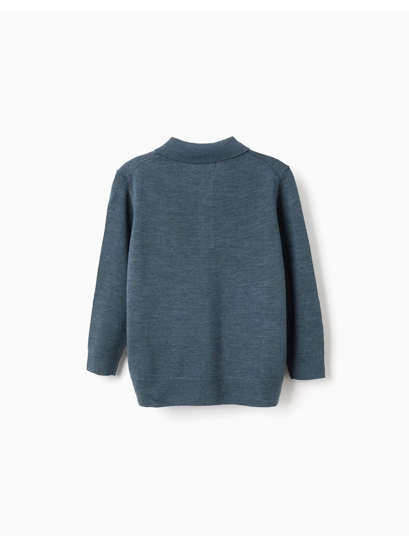 Jersey de punto con cuello estilo polo Azul oscuro - Kiabi