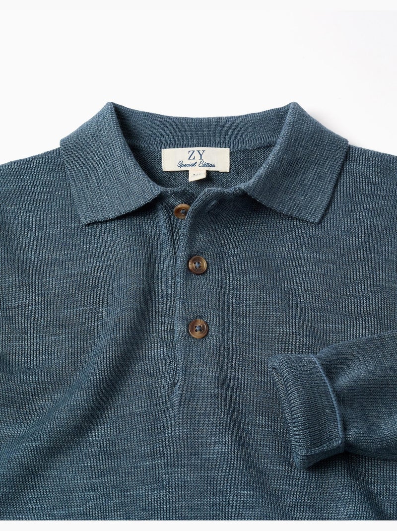 Jersey de punto con cuello estilo polo Azul oscuro - Kiabi