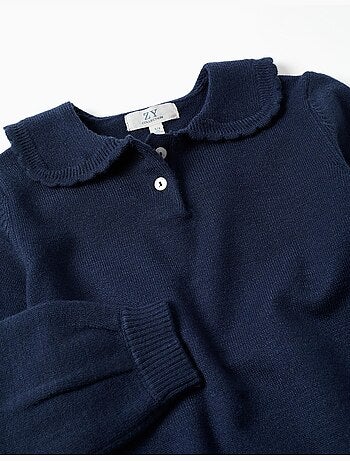 Jersey de punto con cuello festoneado