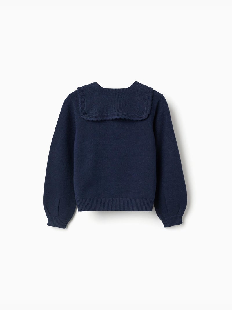Jersey de punto con cuello festoneado Azul oscuro - Kiabi