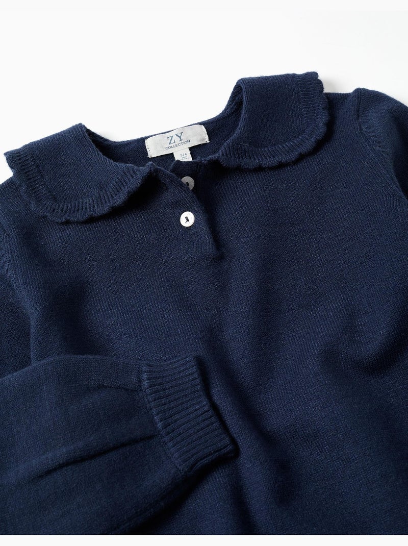 Jersey de punto con cuello festoneado Azul oscuro - Kiabi