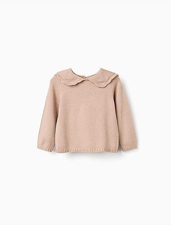 Jersey de punto con cuello festoneado