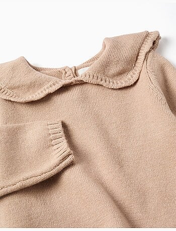 Jersey de punto con cuello festoneado