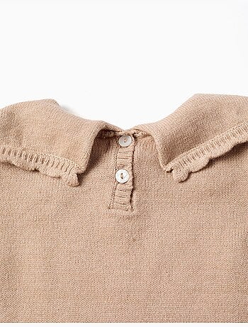 Jersey de punto con cuello festoneado