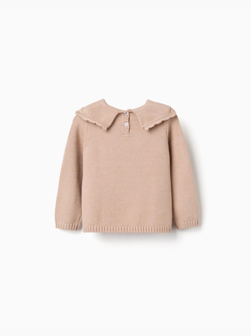 Jersey de punto con cuello festoneado Beige claro - Kiabi