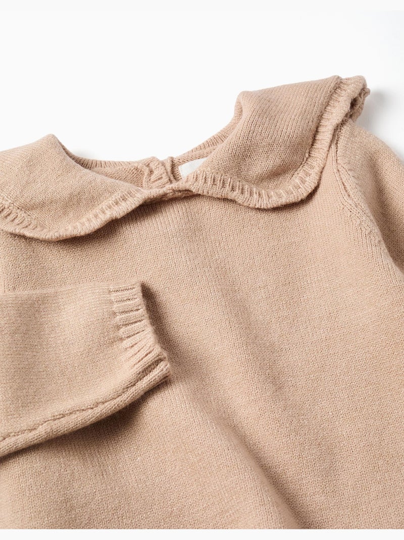 Jersey de punto con cuello festoneado Beige claro - Kiabi