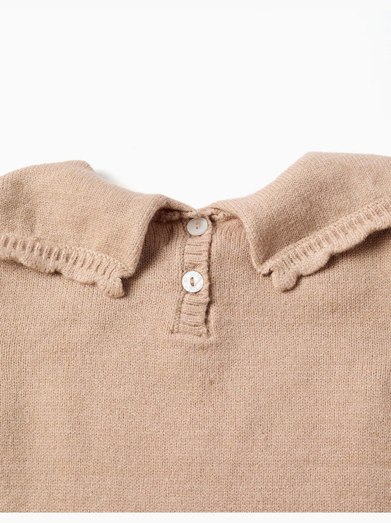 Jersey de punto con cuello festoneado Beige claro - Kiabi