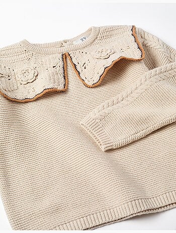 Jersey de punto con cuello maxi de croché B&S