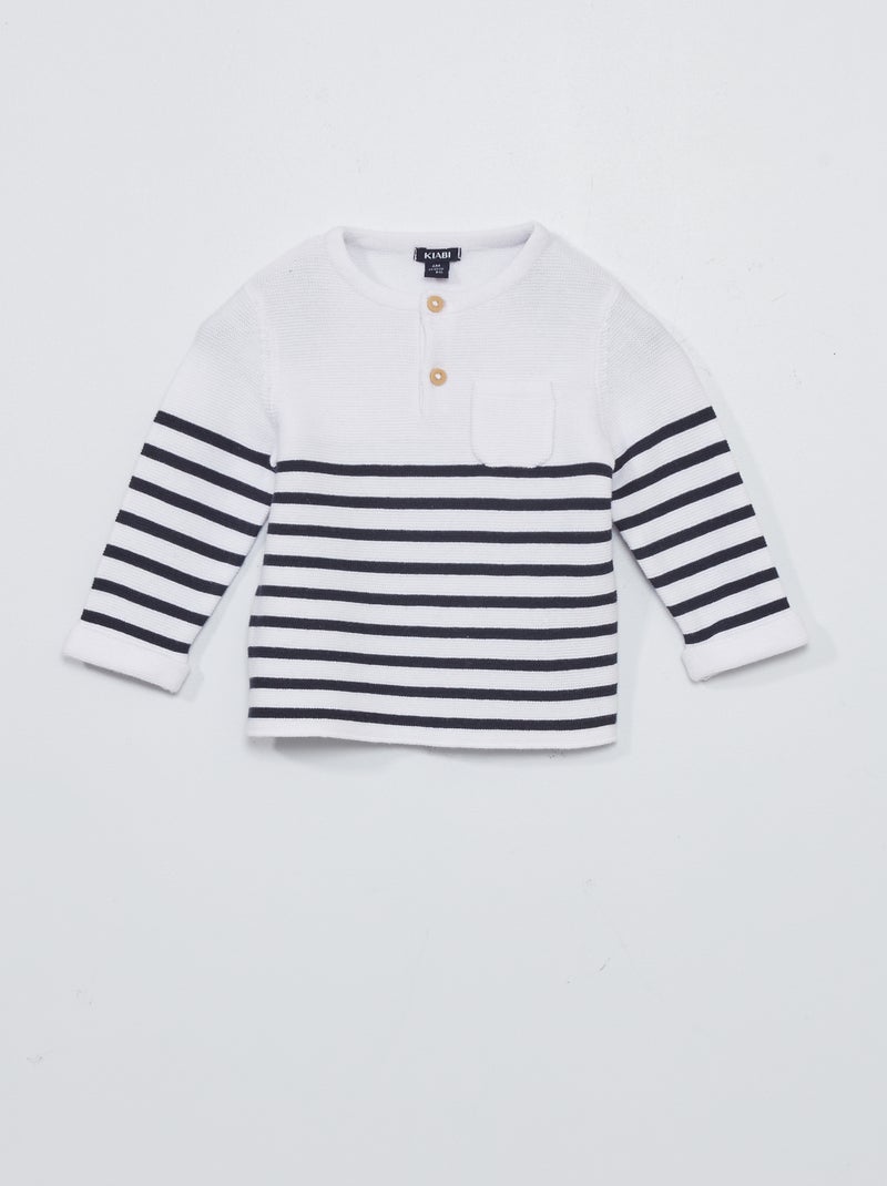 Jersey de punto con cuello panadero BLANCO - Kiabi