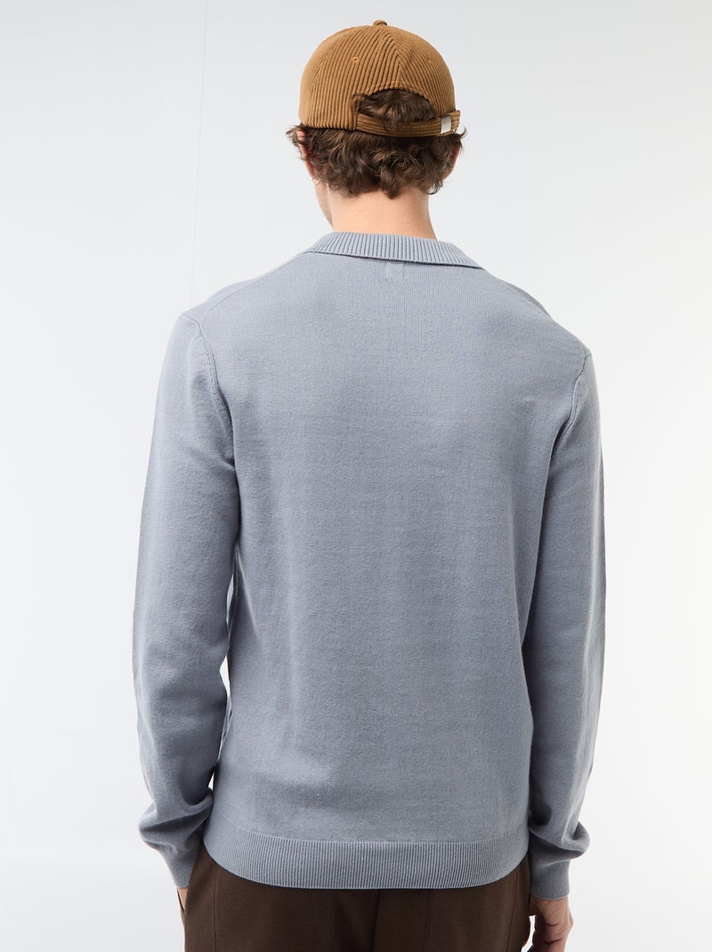 Jersey de punto con cuello polo Azul - Kiabi