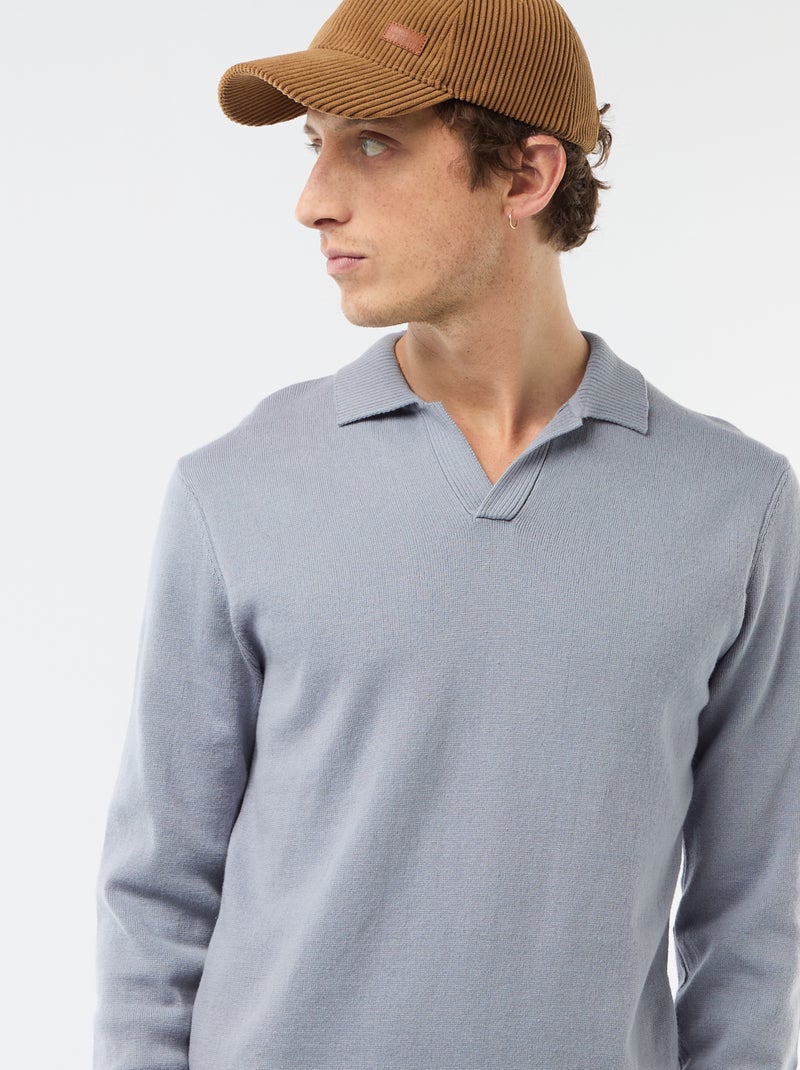 Jersey de punto con cuello polo Azul - Kiabi