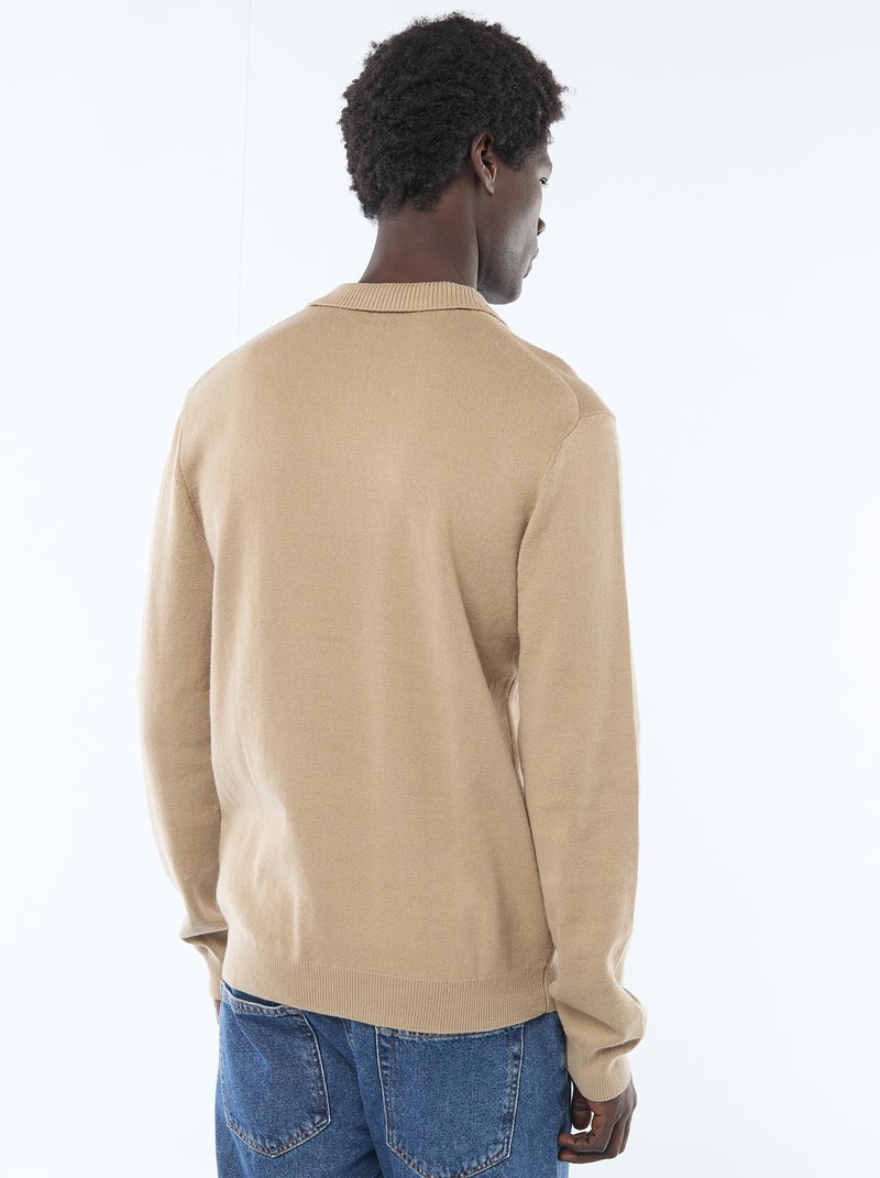 Jersey de punto con cuello polo Beige - Kiabi