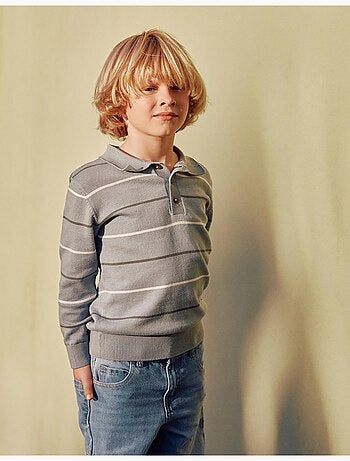 Jersey de punto con cuello polo y a rayas