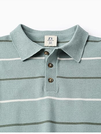 Jersey de punto con cuello polo y a rayas